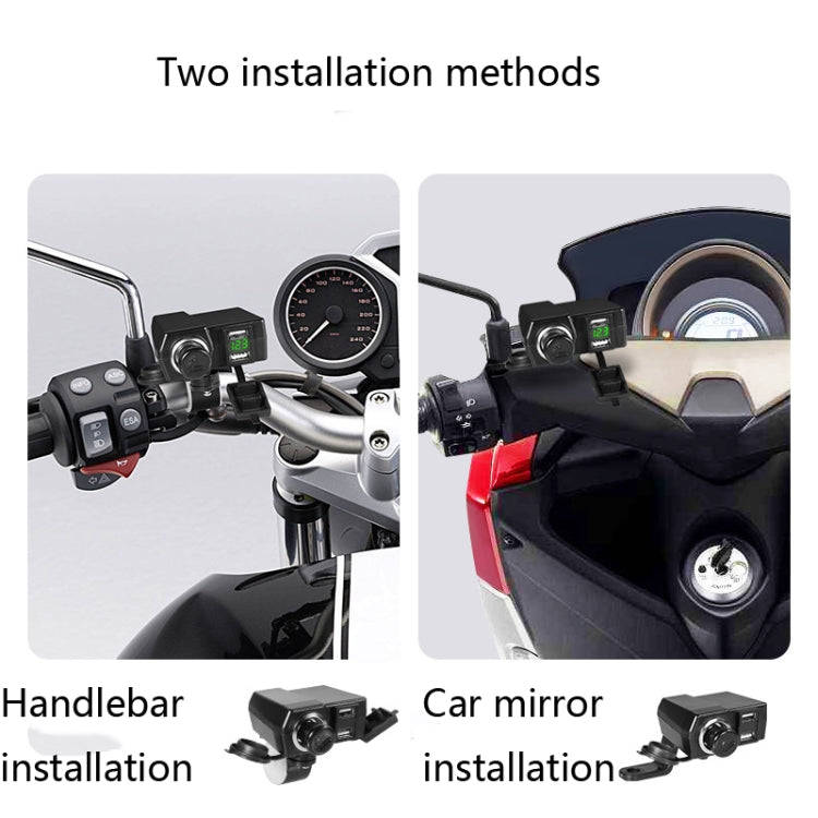 Motorcycle Car Dual USB Mobile Phone Charger With Cigarette Lighter Interface Multi-function Digi...