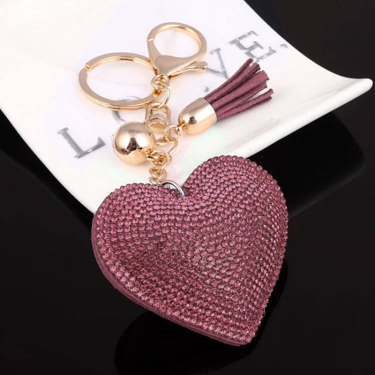 Heart Keychain Leather Tassel Gold Key Holder Metal Crystal Key Chain Keyring Charm Bag Auto Pend...