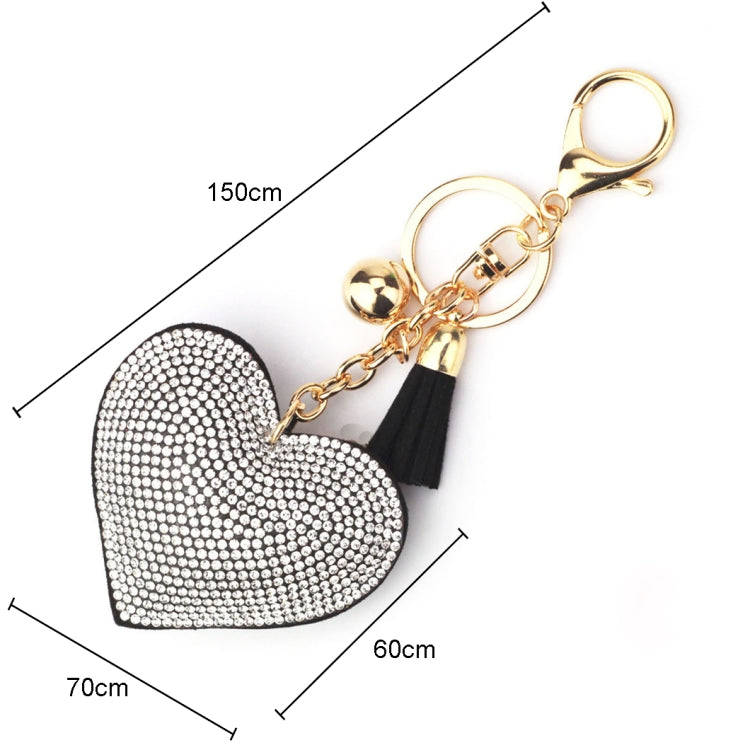 Heart Keychain Leather Tassel Gold Key Holder Metal Crystal Key Chain Keyring Charm Bag Auto Pend...