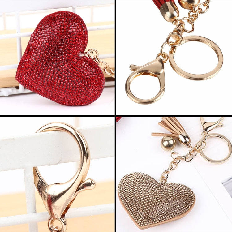 Heart Keychain Leather Tassel Gold Key Holder Metal Crystal Key Chain Keyring Charm Bag Auto Pend...