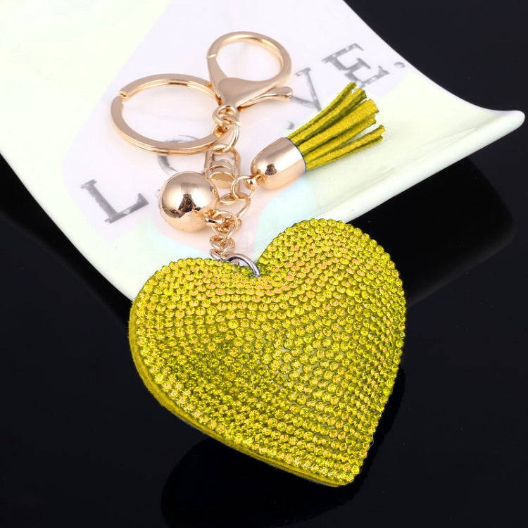 Heart Keychain Leather Tassel Gold Key Holder Metal Crystal Key Chain Keyring Charm Bag Auto Pend...