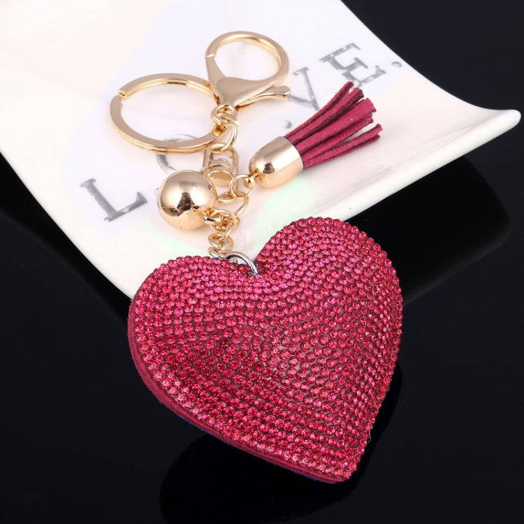 Heart Keychain Leather Tassel Gold Key Holder Metal Crystal Key Chain Keyring Charm Bag Auto Pend...