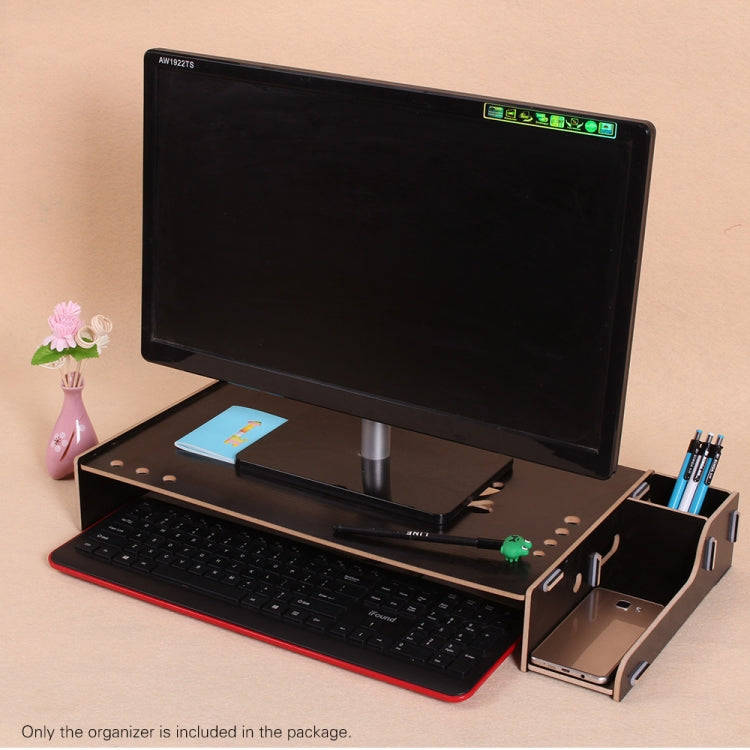 Elevated Wood Computer Monitor Stand Riser Laptop Shelf Desk Organizer with Keyboard Storage