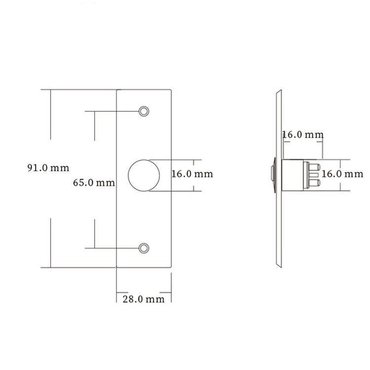S28 Stainless Steel Narrow Strip Self-reset Electronic Access Control System Switch Out Button