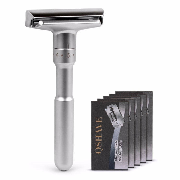 Adjustable Safety Razor Double Edge Classic Mens Shaving Hair Removal Shaver with 5 Blades(Silver...