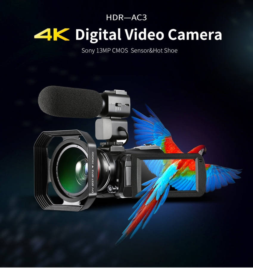 ORDRO AC3 3.1 inch IPS Screen 4K Full HD 13MP Night Vision WiFi Live Camcorder DV Digital Camera,...
