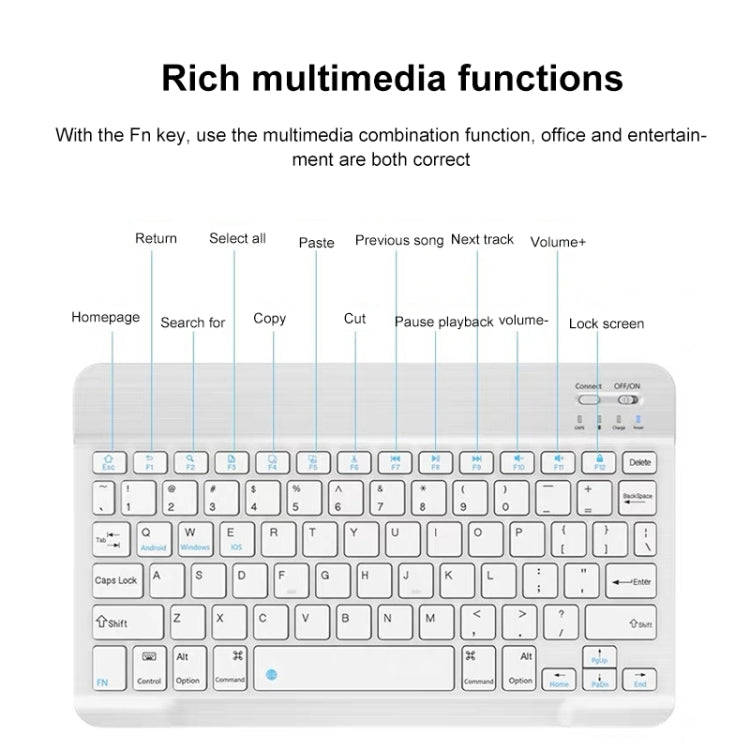YS-001 7-8 inch Tablet Phones Universal Mini Wireless Bluetooth Keyboard, Style:Only Keyboard(Black)