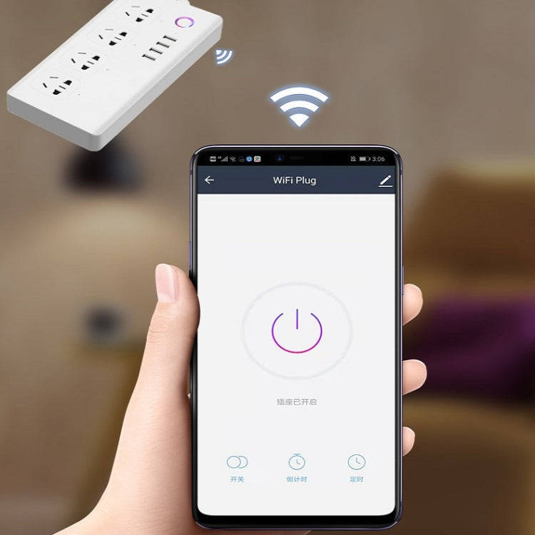 Home Office Wifi Mobile Phone Remote Control Timer Switch Voice Control Power Strip, Line length:...