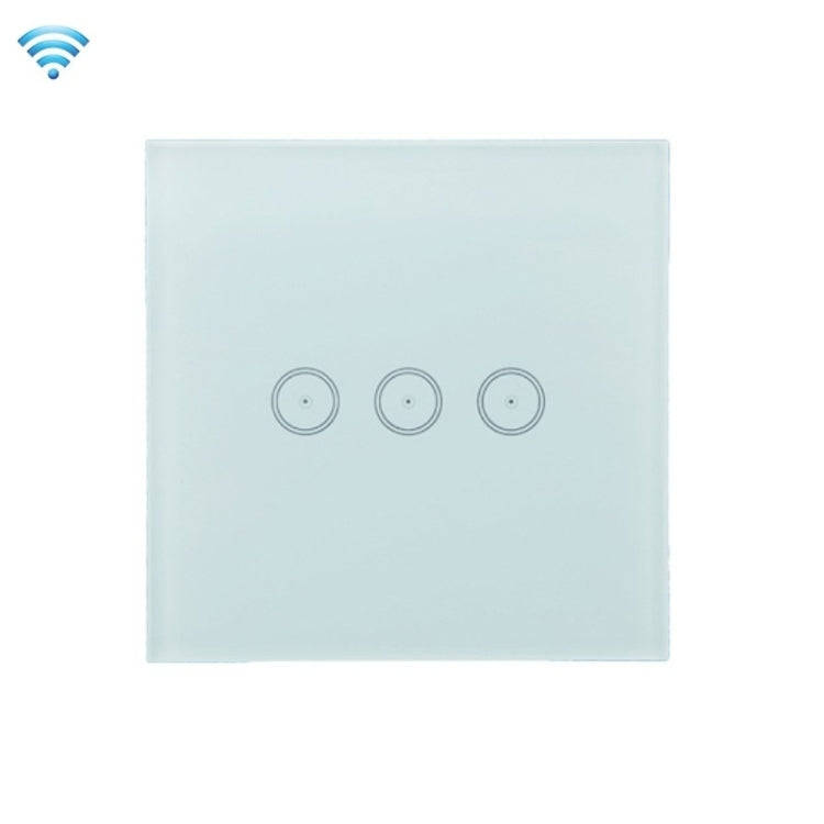 Wifi Wall Touch Panel Switch Voice Control Mobile Phone Remote Control, Model: White 3 Gang (Zero...