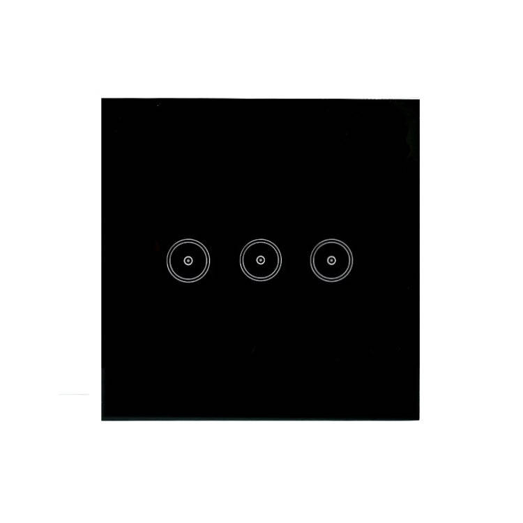 Wifi Wall Touch Panel Switch Voice Control Mobile Phone Remote Control, Model: Black 3 Gang (Zero...