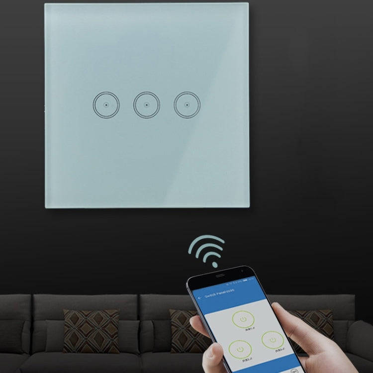 Wifi Wall Touch Panel Switch Voice Control Mobile Phone Remote Control, Model: Black 1 Gang (Sing...
