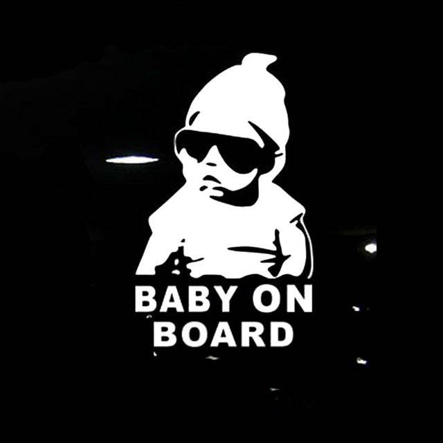 20pcs 14*9CM BABY ON BOARD Cool Rear Reflective Sunglasses Child Car Stickers Warning Decals(Silver)