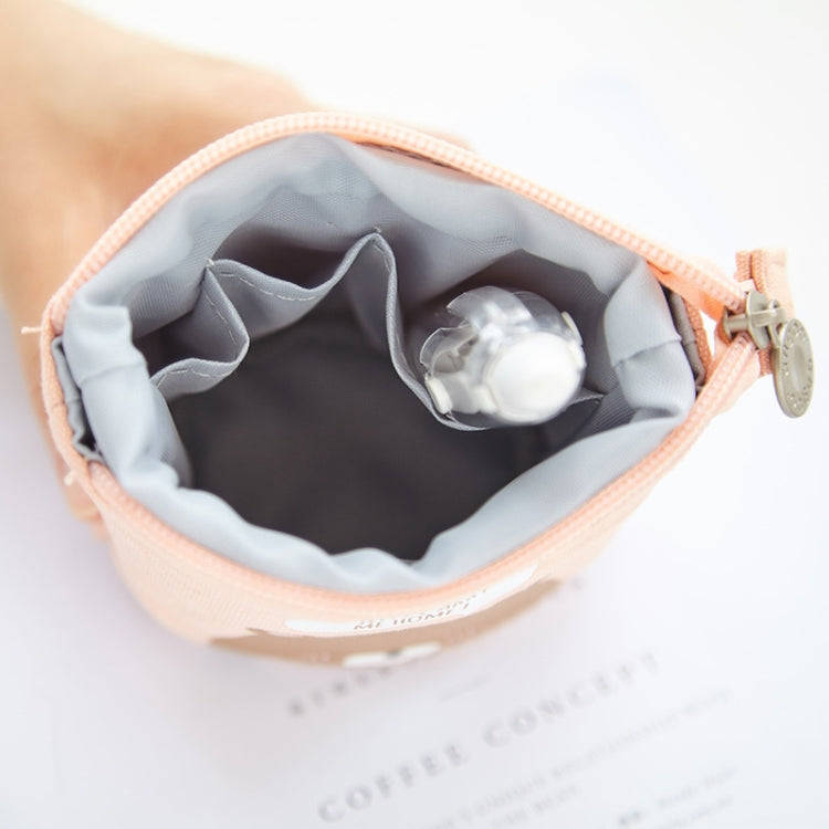 Corduroy Retractable Drop-Down Pencil Case Student Stationery Storage Bag(Coffee Cat)