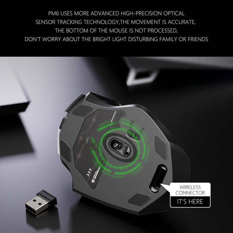 Inphic PM6 6 Keys 1000/1200/1600 DPI Home Gaming Wireless Mechanical Mouse, Colour: Gray Wireless...