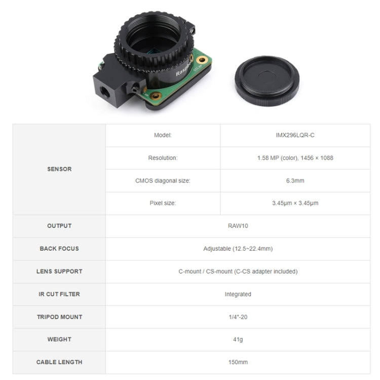 Waveshare Original Raspberry Pi 1.6MP Global Shutter Camera Module(24385)