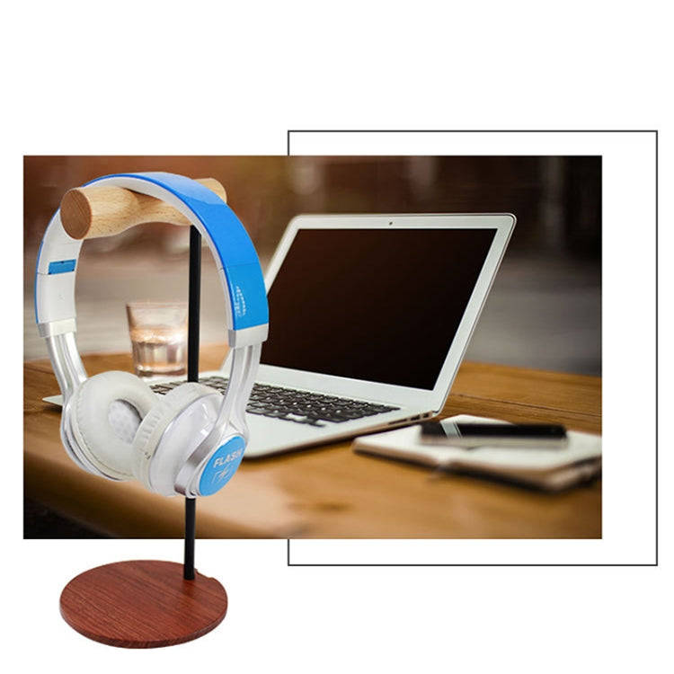 Creative Metal Rod Wooden Head-mounted Headphone Stand Display Holder, Colour: Double-sided White...