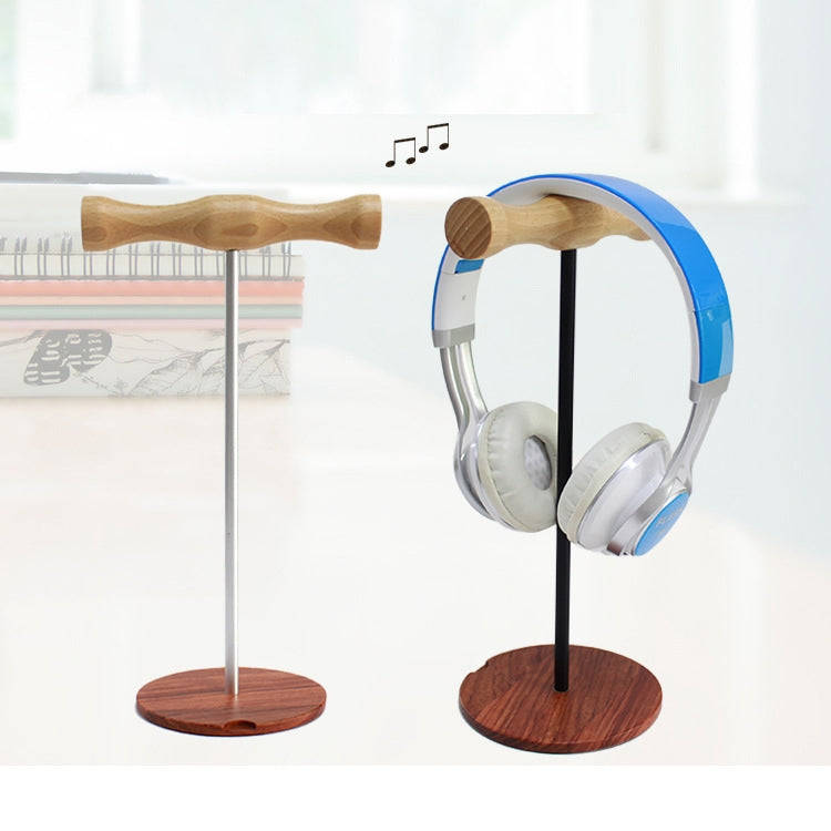 Creative Metal Rod Wooden Head-mounted Headphone Stand Display Holder, Colour: Double-sided White...