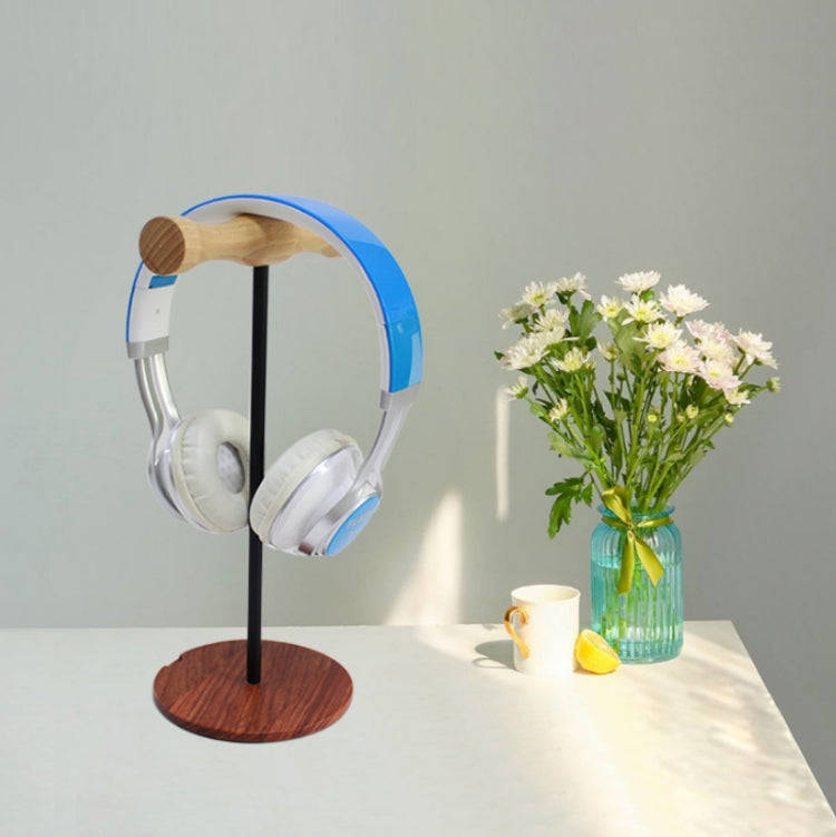 Creative Metal Rod Wooden Head-mounted Headphone Stand Display Holder, Colour: Double-sided White...