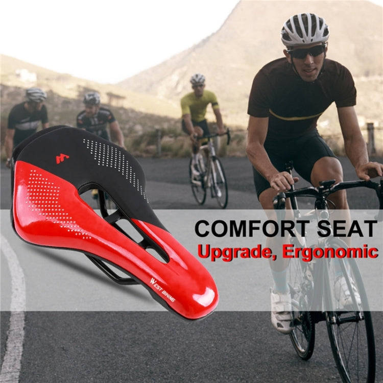 WEST BIKING Cycling Seat Hollow Breathable Comfortable Saddle Riding Equipment(Black White)