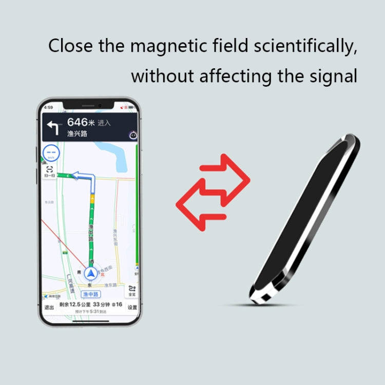 F601 4 PCS One Word Long Magnet Car Bracket Car Navigation Lazy Magnetic Metal Bracket(Rounded Bl...