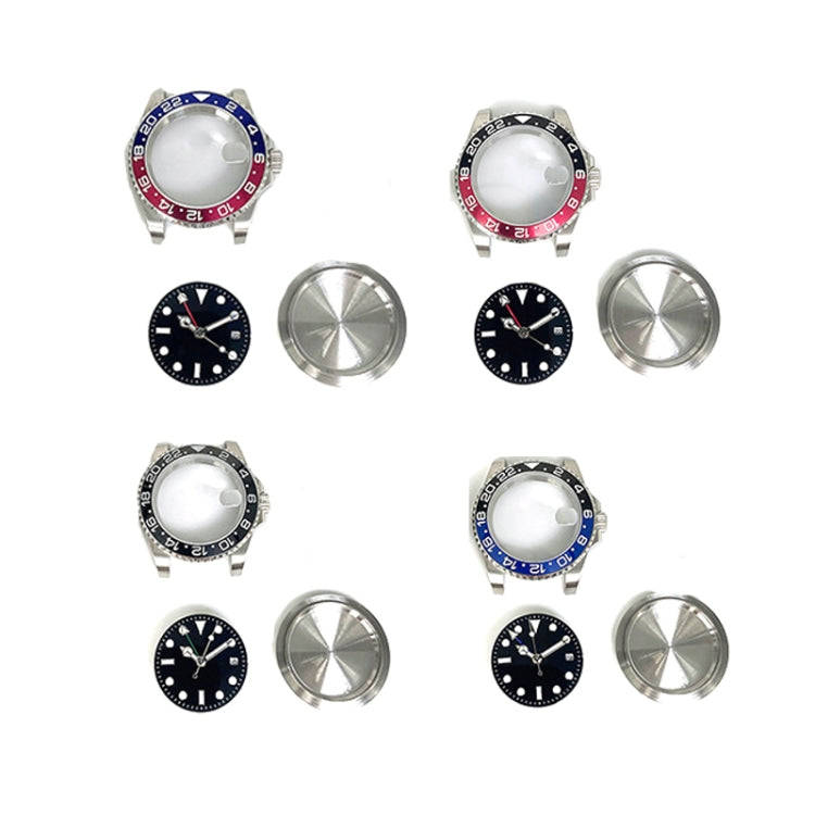 For ETA2836/Pearl 3804 Movement 867 GMT Watch Accessories 40MM Stainless Steel Case(Black Blue)