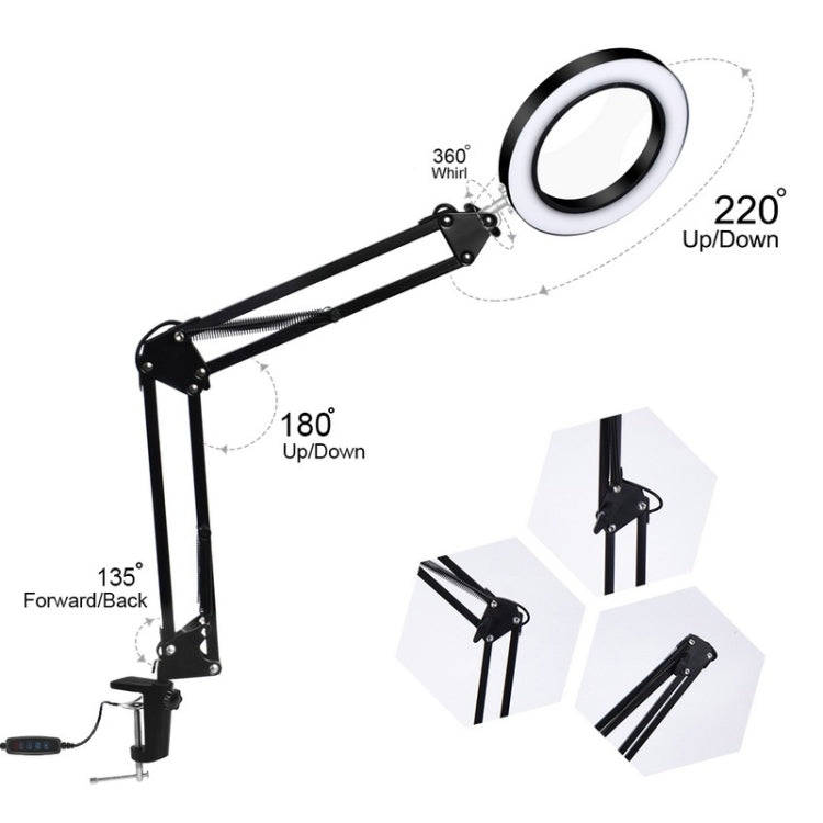 LED Eye Protection Reading Book Light USB Folding Clip Magnifying Glass Electronic Maintenance Li...