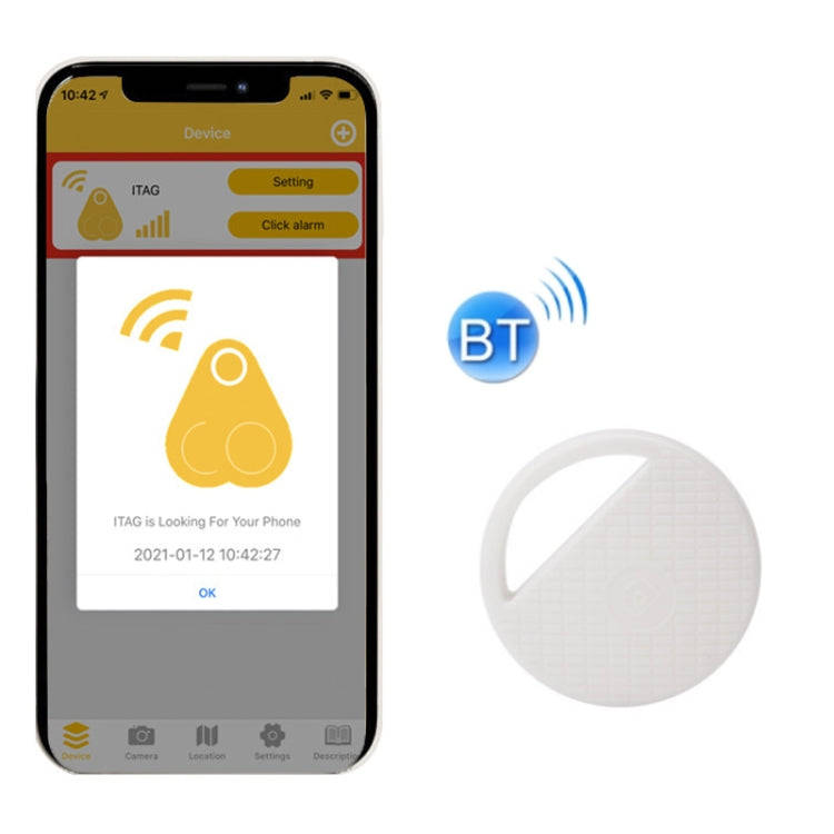 HYC-S9 2 PCS Round Bluetooth Object Finder Mobile Phone Tracking Locator Anti-Lost Two-Way Alarm(...