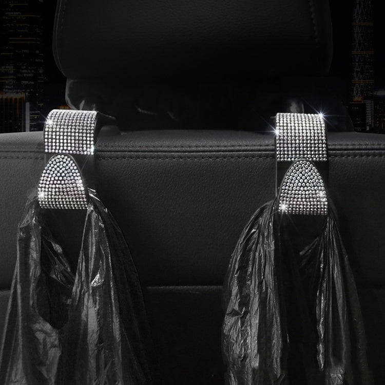 3 PCS Car Rear Seat Hooks Car Seats Multi-Function Diamond-Studded Hooks, Colour: Blue Diamond