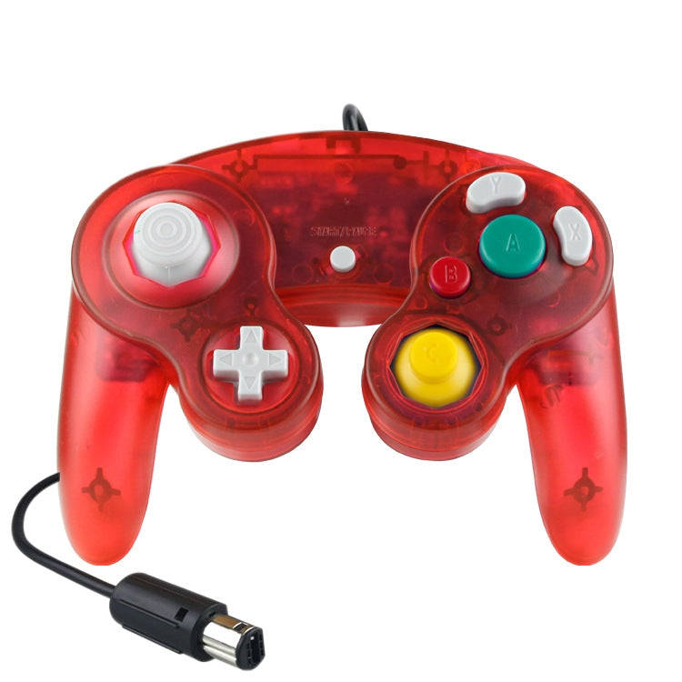5 PCS Single Point Vibrating Controller Wired Game Controller For Nintendo NGC(Transparent Red)