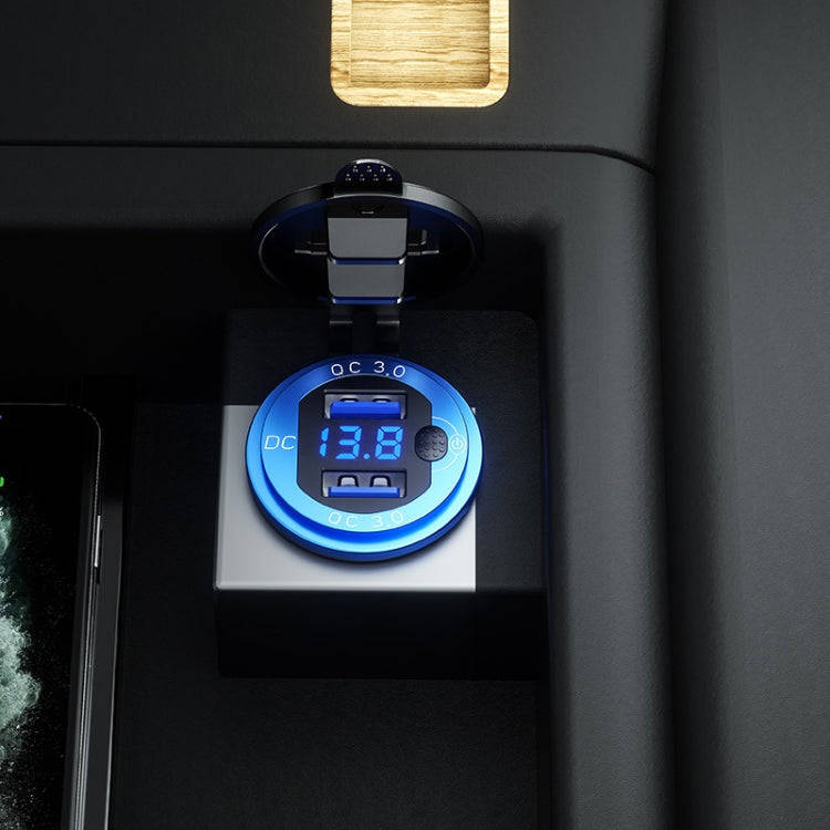 Aluminum Alloy Double QC3.0 Fast Charge With Button Switch Car USB Charger Waterproof Car Charger...