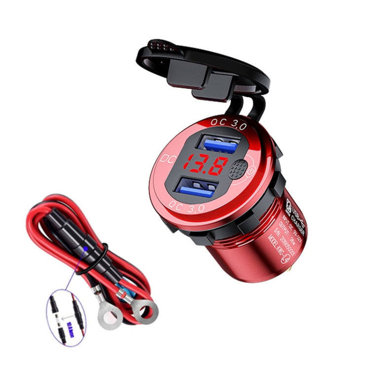 Aluminum Alloy Double QC3.0 Fast Charge With Button Switch Car USB Charger Waterproof Car Charger...