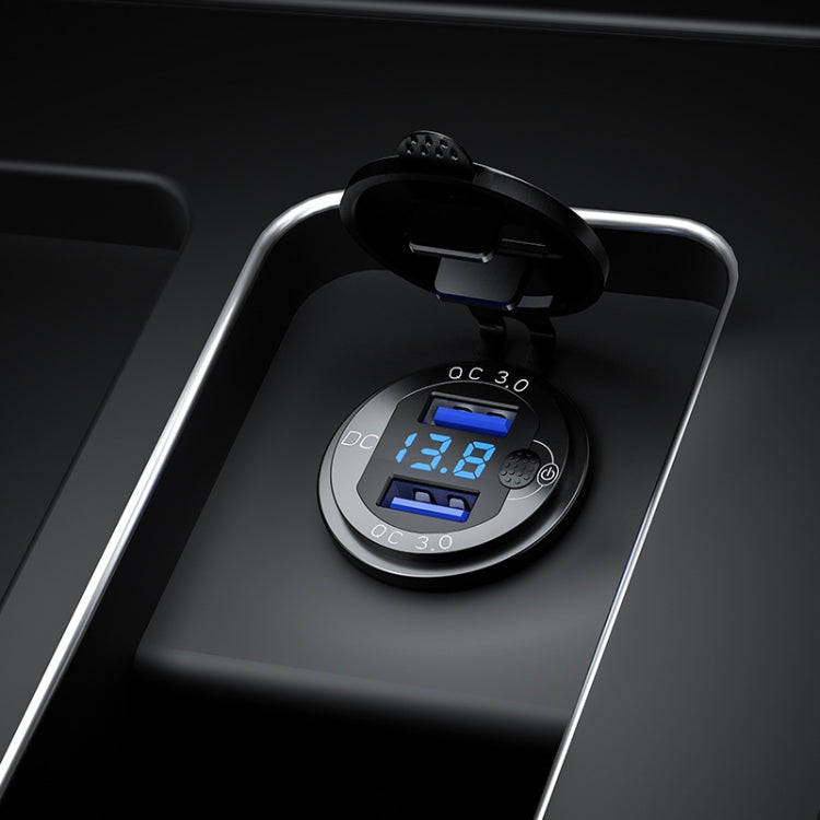 Aluminum Alloy Double QC3.0 Fast Charge With Button Switch Car USB Charger Waterproof Car Charger...