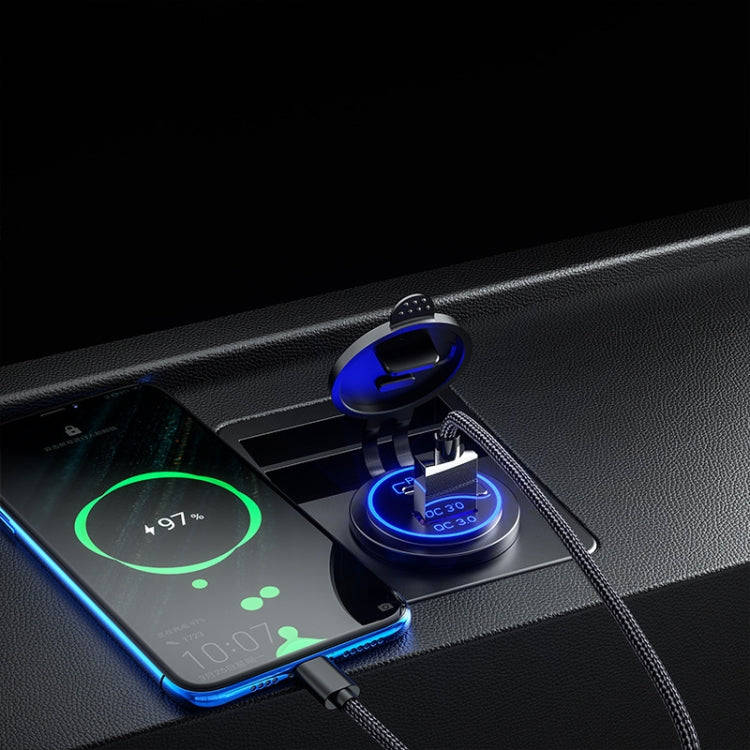 Car Motorcycle Ship Modified USB Charger Waterproof PD + QC3.0 Fast Charge, Model: Green Light Wi...
