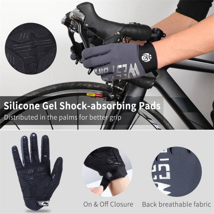WEST BIKING YP0211214 Long Finger Shock Absorption Non-Slip Touch Screen Gloves Cycling Sports Gl...