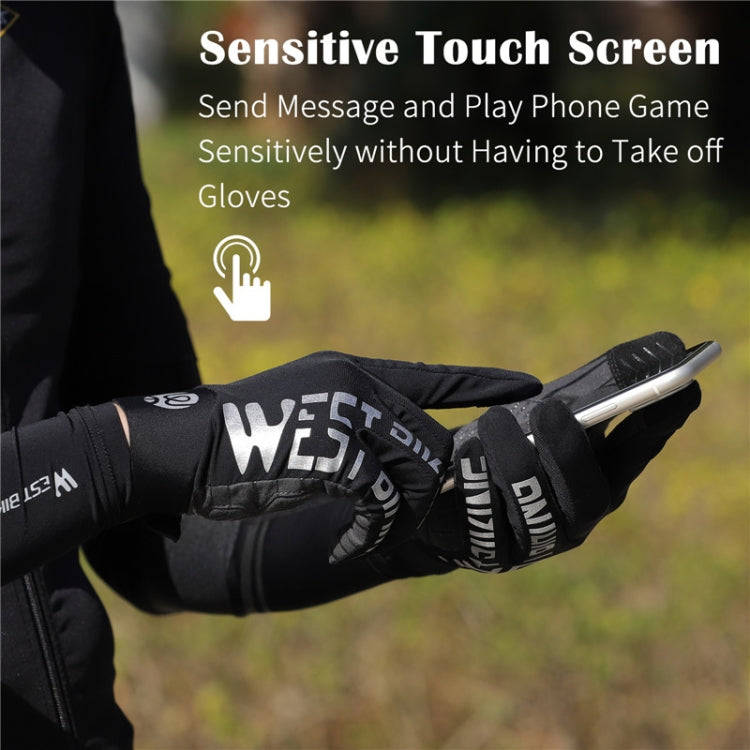 WEST BIKING YP0211214 Long Finger Shock Absorption Non-Slip Touch Screen Gloves Cycling Sports Gl...