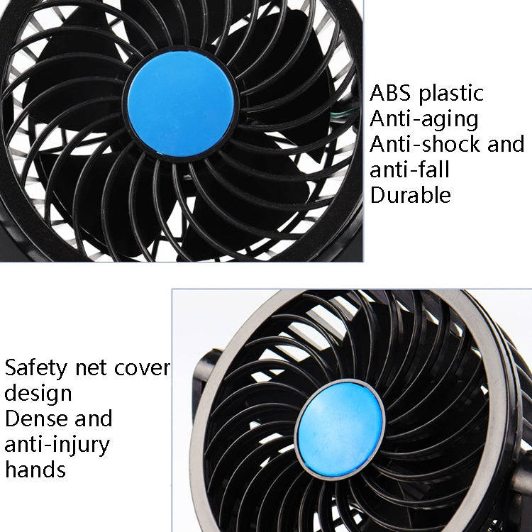 Car Fan Portable Mini Adjustable Car Double-Headed Electric Fan, Colour: Blue 12V Cigarette Lighter