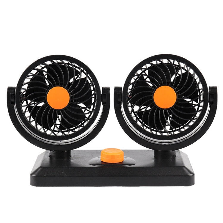 Car Fan Portable Mini Adjustable Car Double-Headed Electric Fan, Colour: Orange 24V Cigarette Lig...