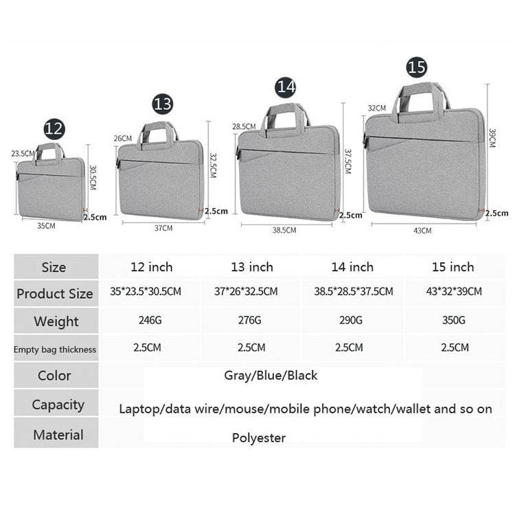 BUBM FMBX Laptop Liner Bag Business Computer Bag Large-Capacity Computer Handbag, Size: 13 inch(B...