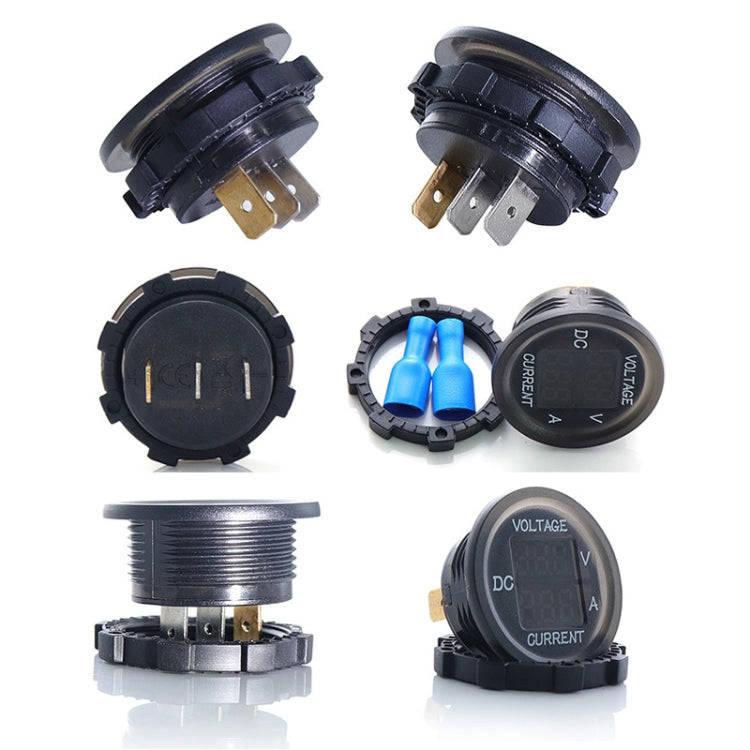 2 In 1 Modified Car Double Digital Voltage Current Table Measuring Instrument(Blue Light)