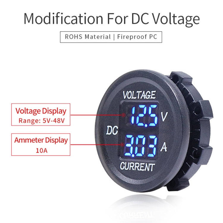 2 In 1 Modified Car Double Digital Voltage Current Table Measuring Instrument(Blue Light)