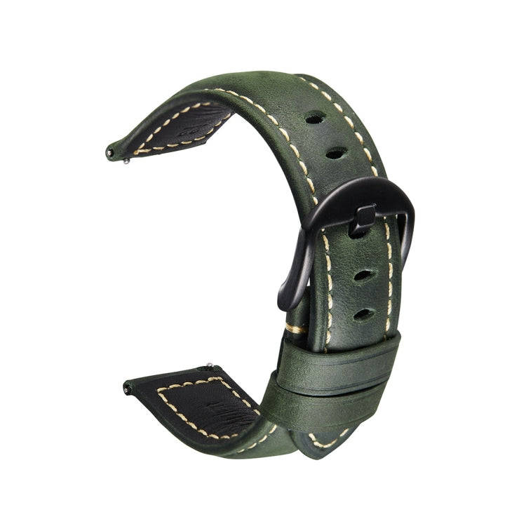Quick Release Watch Band Crazy Horse Leather Retro Watch Band For Samsung Huawei,Size: 22mm (Army...