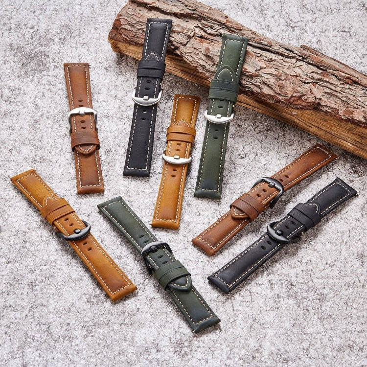 Quick Release Watch Band Crazy Horse Leather Retro Watch Band For Samsung Huawei,Size: 24mm (Army...