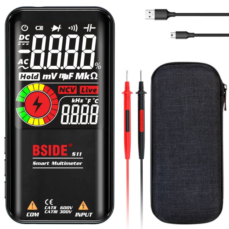 BSIDE Digital Multimeter 9999 Counts LCD Color Display DC AC Voltage Capacitance Diode Meter, Spe...