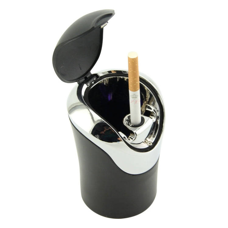 N10 Mini Car Loaded Ashtray With Lamp And Cover Car Supplies(Silver)