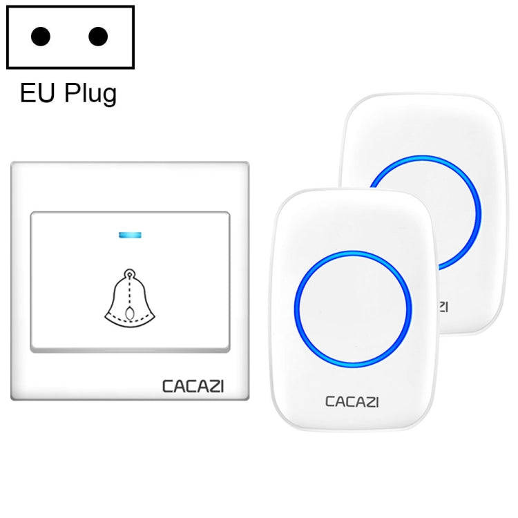 CACAZI H10 1 For 2 Home Wireless Music Doorbell without Battery, Plug:EU Plug(White)