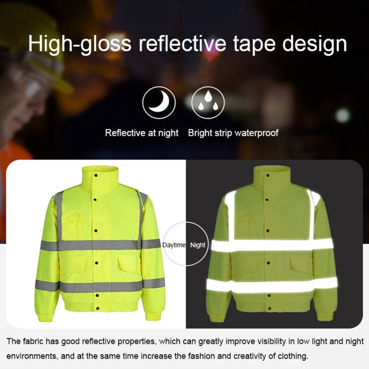 Winter Warm Waterproof Short Multi-pocket Reflective Cotton Jacket, Size: XXL(Navy Blue)