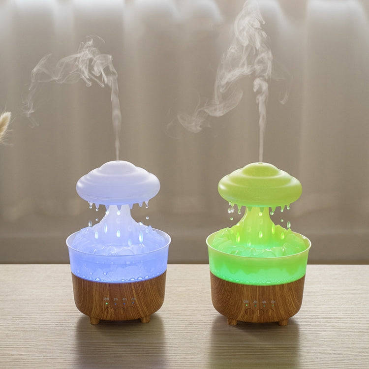 V50 Desktop Colorful Night Light Humidifier Wood Grain Water Drop Aroma Diffuser, Spec: US Plug(G...
