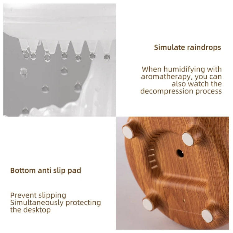 V50 Desktop Colorful Night Light Humidifier Wood Grain Water Drop Aroma Diffuser, Spec: US Plug(G...