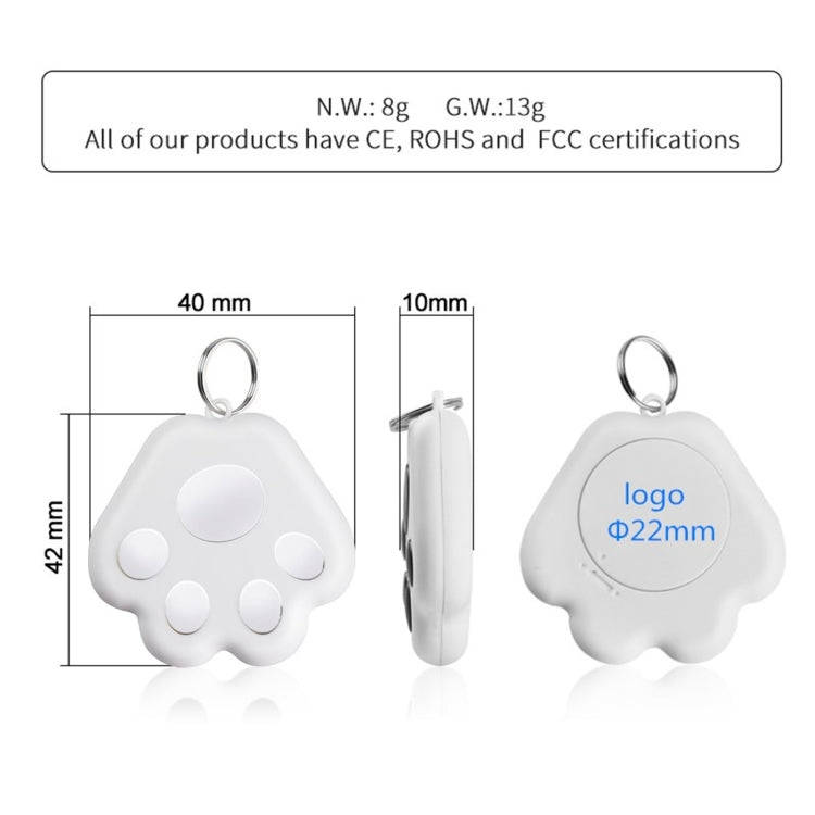2 PCS HYC-09 Dog Paw Bluetooth Anti-Lost Device Pet Tracking Locator Keychain Smart Search Two-Wa...