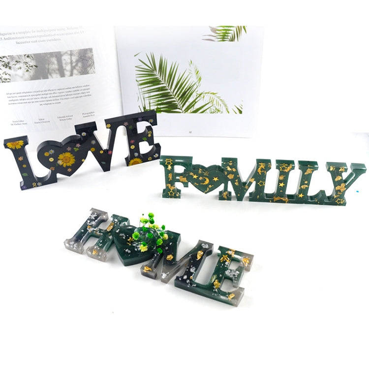 2 PCS DIY Crystal Epoxy Silicone Letter Mold(Anti-letter MD3300_LOVE Mold)